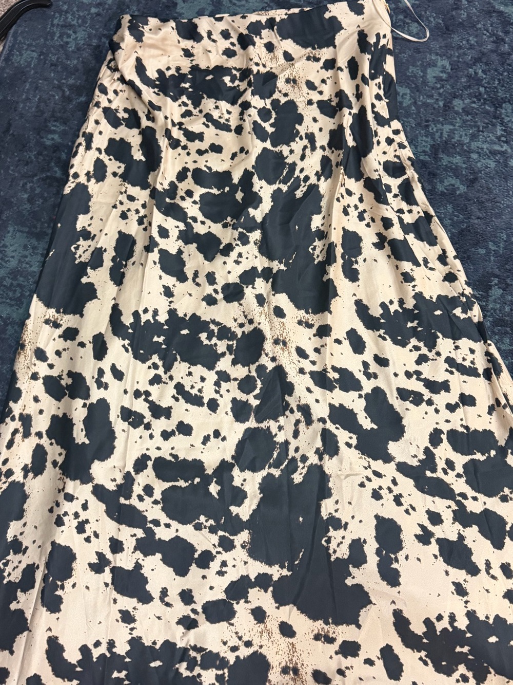 12th Tribe Black and Cream Cow-Print Maxi Skirt